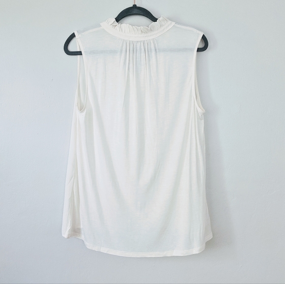 LOFT Ruffle Mixed Media Shell - Picture 4 of 5